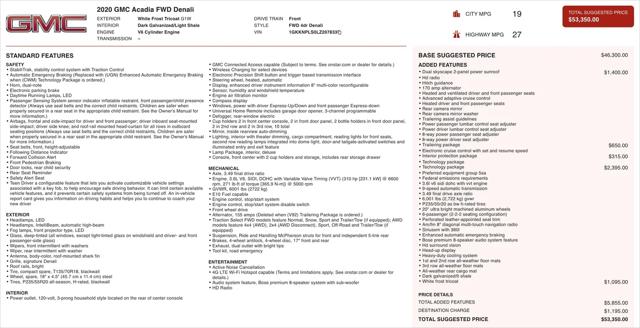 2020 GMC Acadia FWD Denali