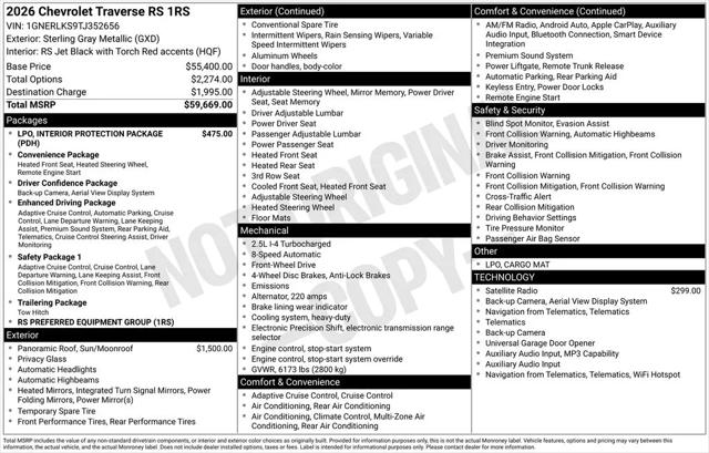 2026 Chevrolet Traverse FWD RS