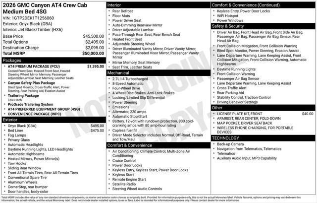 2026 GMC Canyon AT4, 4WD