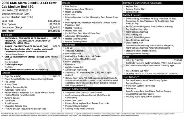 2026 GMC Sierra 2500HD Crew Cab, Standard Bed, AT4X, 4WD