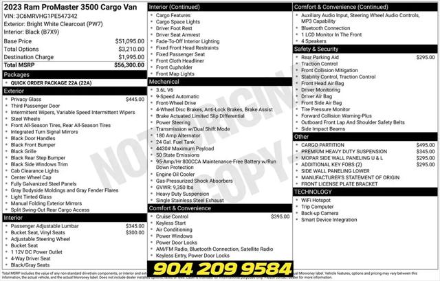 2023 Ram ProMaster Cargo Van High Roof 159" WB