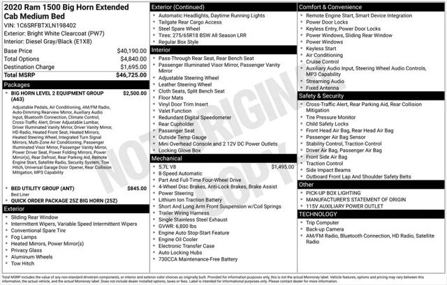 2020 Ram 1500 Big Horn Quad Cab 4x4 6'4" Box