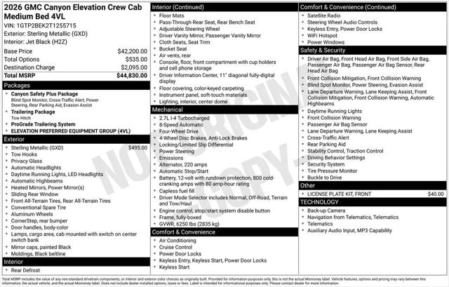2026 GMC Canyon Elevation, 4WD