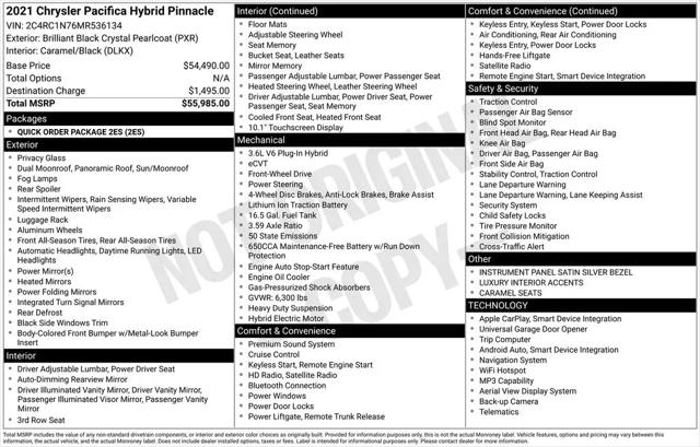 2021 Chrysler Pacifica Hybrid Pinnacle