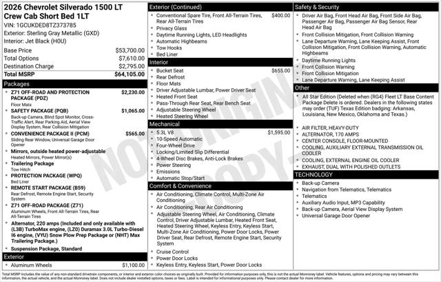 2026 Chevrolet Silverado 1500 4WD Crew Cab Standard Bed LT