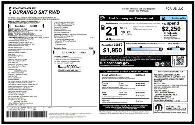 2021 Dodge Durango SXT RWD