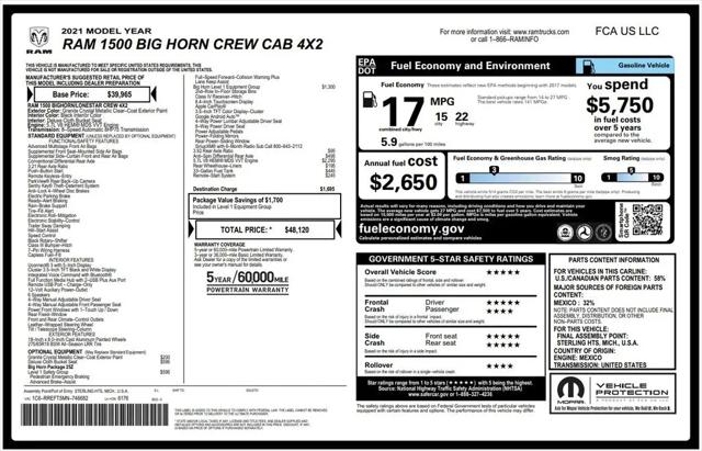 2021 Ram 1500 Big Horn Crew Cab 4x2 5'7" Box