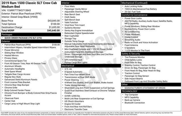 2019 Ram 1500 Classic SLT Crew Cab 4x4 6'4" Box