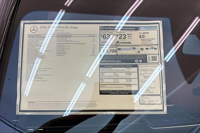 2026 Mercedes-Benz S 580e 4MATIC