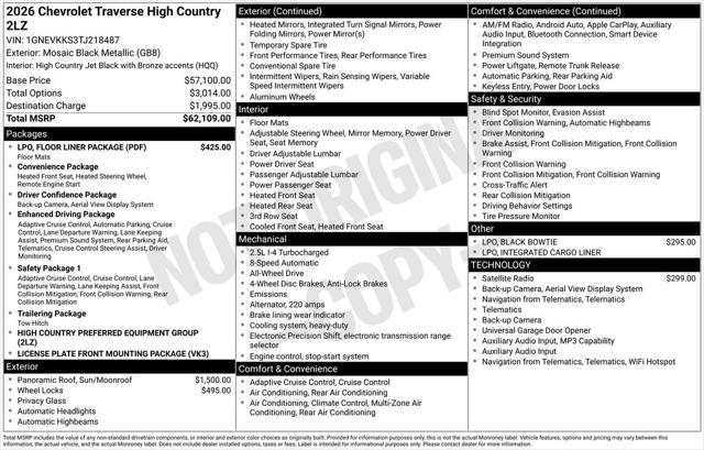 2026 Chevrolet Traverse AWD High Country
