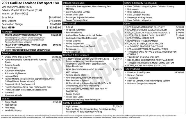 2021 Cadillac Escalade ESV 4WD Sport