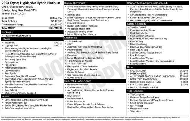 2023 Toyota Highlander Hybrid Platinum