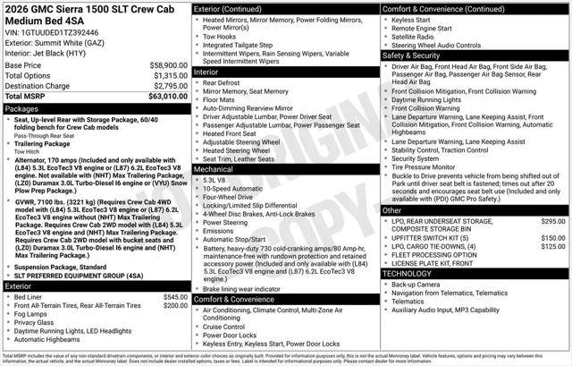 2026 GMC Sierra 1500 Crew Cab, Standard Bed, SLT, 4WD