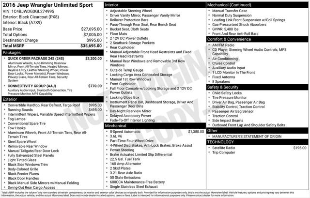 2016 Jeep Wrangler Unlimited Sport 2016 Jeep Wrangler Unlimited Sport