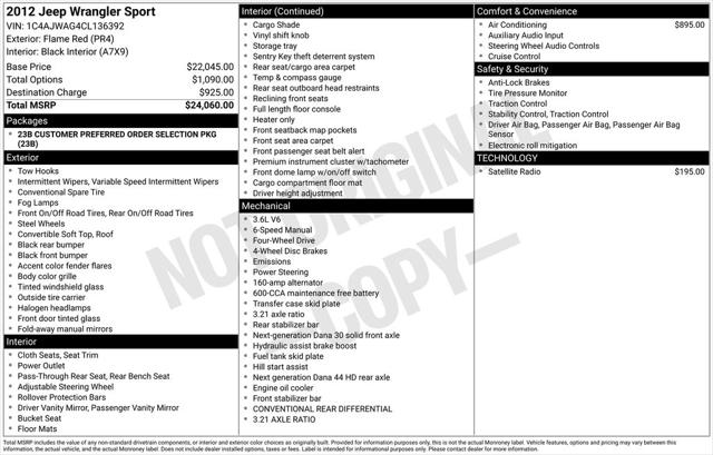 2012 Jeep Wrangler Sport