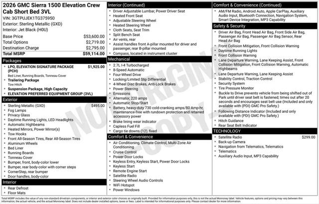 2026 GMC Sierra 1500 Crew Cab, Short Bed, Elevation, 4WD