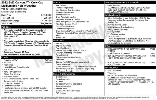 2022 GMC Canyon 4WD Crew Cab Short Box AT4 - Leather