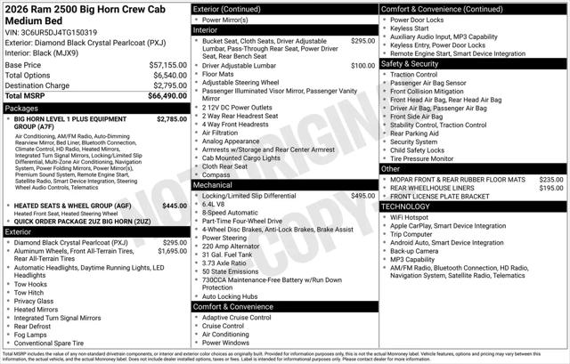 2026 Ram 2500 Big Horn Crew Cab 4x4 6'4" Box