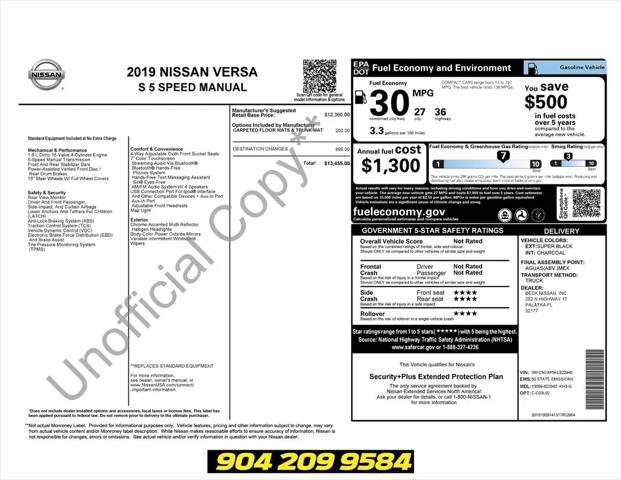 2019 Nissan Versa 1.6 S