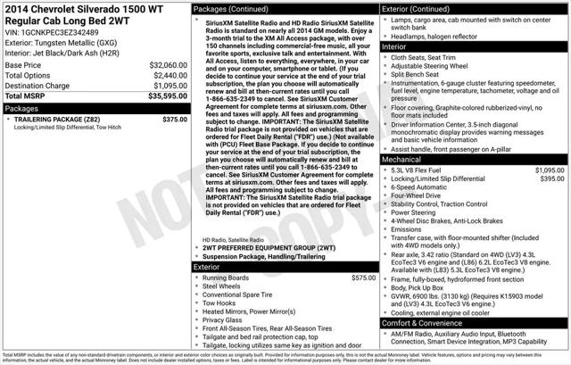 2014 Chevrolet Silverado 1500 Work Truck 2WT