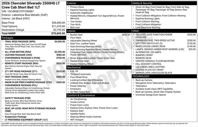 2026 Chevrolet Silverado 2500HD Crew Cab, Standard Bed, LT, 4WD