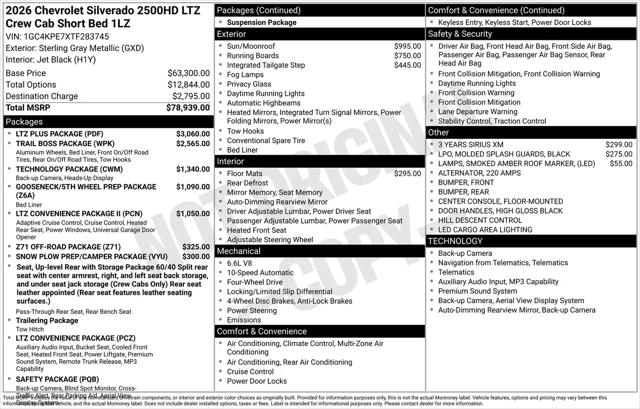 2026 Chevrolet Silverado 2500HD Crew Cab, Standard Bed, LTZ, 4WD