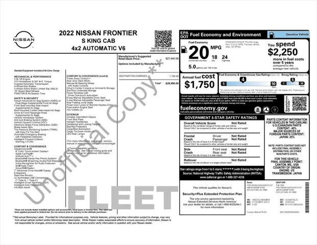 2022 Nissan Frontier King Cab S 4x2