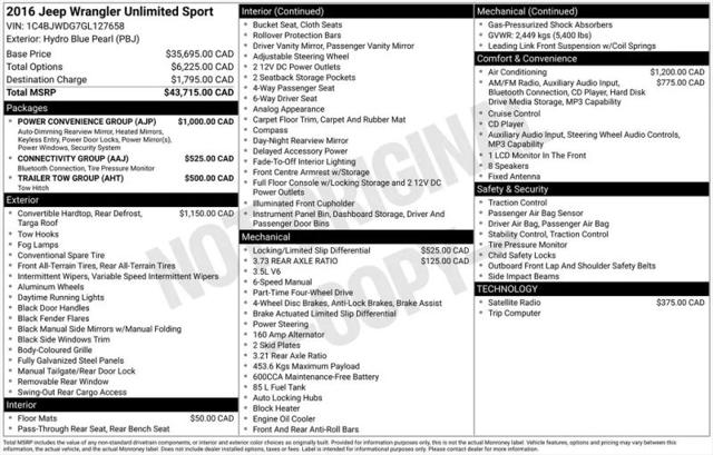 2016 Jeep Wrangler Unlimited Sport