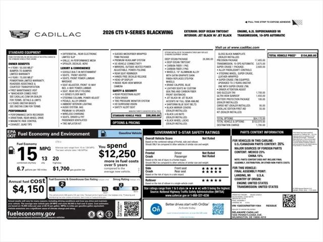 2026 Cadillac CT5-V V-Series Blackwing RWD