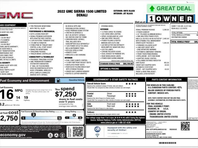 2022 GMC Sierra 1500 Limited 4WD Crew Cab Short Box Denali