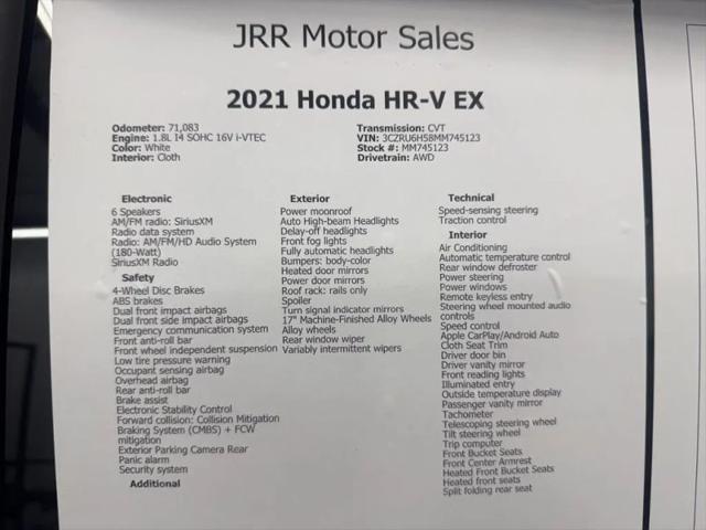 2021 Honda HR-V AWD EX