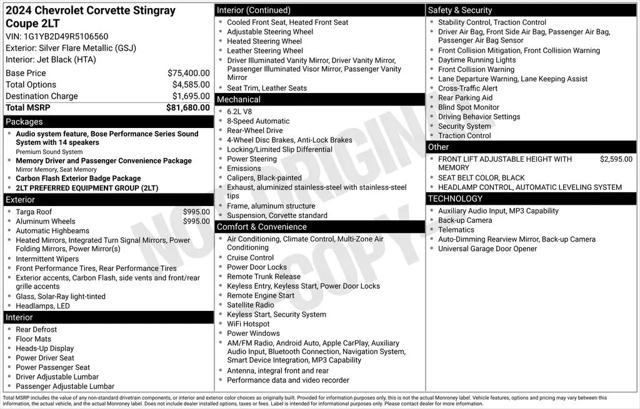 2024 Chevrolet Corvette 2LT