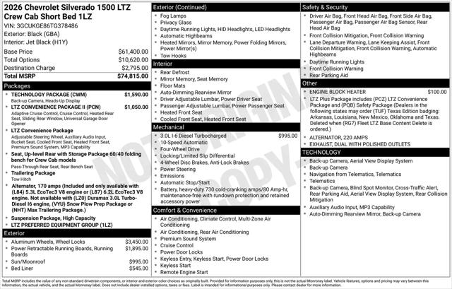 2026 Chevrolet Silverado 1500 4WD Crew Cab Short Bed LTZ