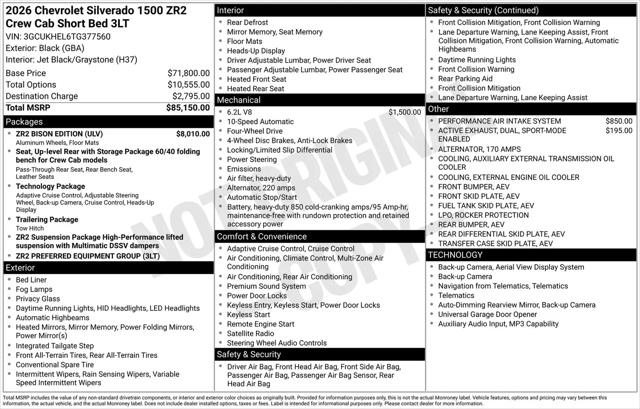 2026 Chevrolet Silverado 1500 4WD Crew Cab Short Bed ZR2