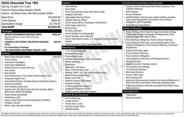 2026 Chevrolet Trax FWD 1RS