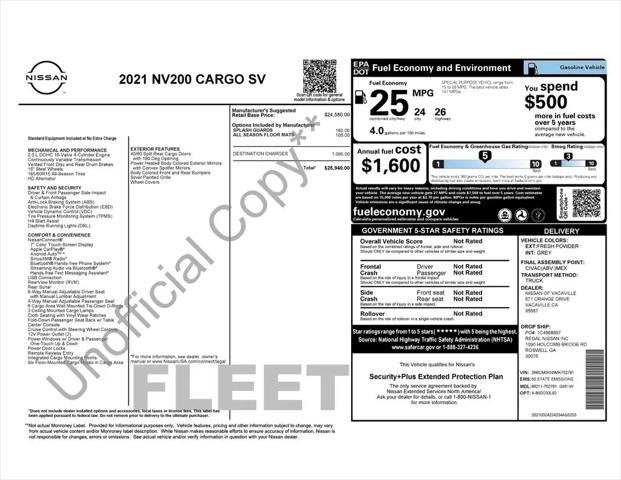2021 Nissan NV200 Compact Cargo SV Xtronic CVT