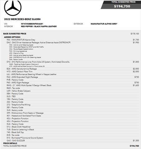 2022 Mercedes-Benz SL AMG SL 63 4MATIC
