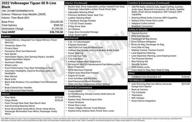 2022 Volkswagen Tiguan 2.0T SE R-Line Black