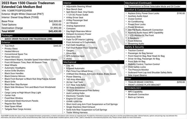 2023 Ram 1500 Classic Tradesman Quad Cab 4x4 6'4" Box