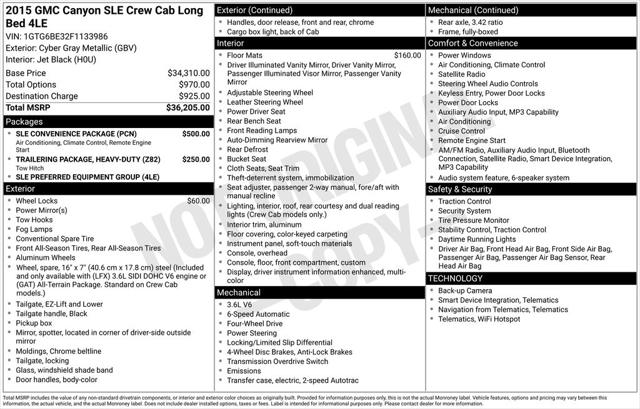 2015 GMC Canyon SLE