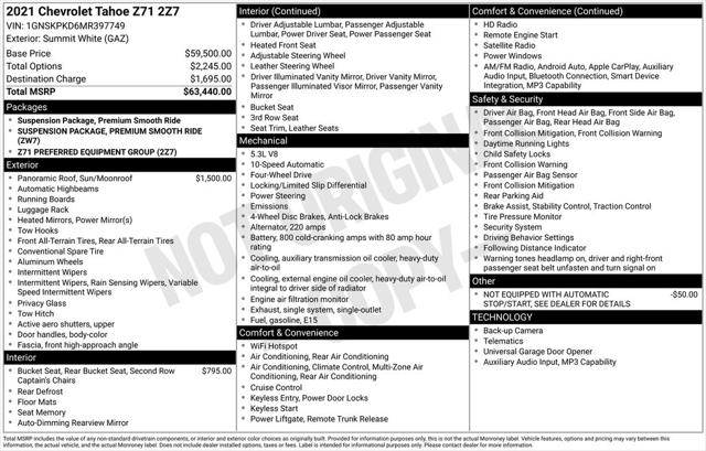 2021 Chevrolet Tahoe 4WD Z71