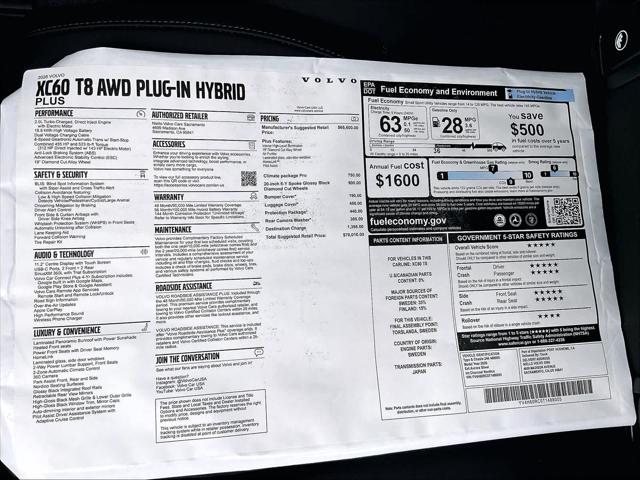 2026 Volvo XC60 Plug-In Hybrid Plus, T8 AWD Electric/Gasoline, Dark