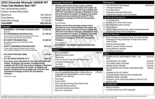 2022 Chevrolet Silverado 3500HD 4WD Crew Cab Standard Bed WT
