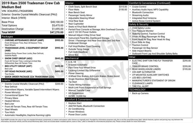 2019 Ram 2500 Tradesman Crew Cab 4x4 6'4" Box