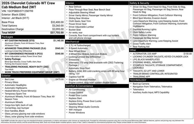 2026 Chevrolet Colorado WT, RWD