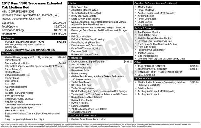 2017 Ram 1500 Tradesman Quad Cab 4x2 6'4" Box
