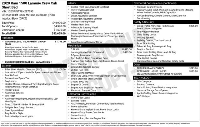 2020 Ram 1500 Laramie Crew Cab 4x4 5'7" Box