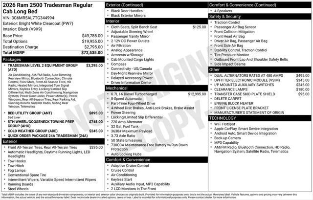 2026 Ram 2500 Tradesman Regular Cab 4x4 8' Box