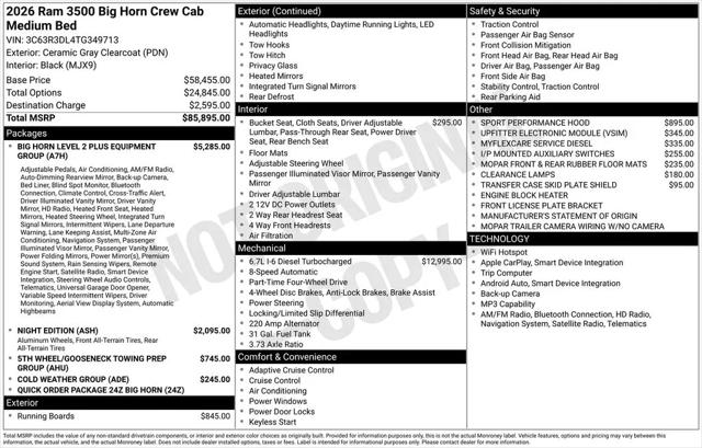 2026 Ram 3500 Big Horn Crew Cab 4x4 6'4" Box