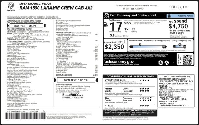 2017 Ram 1500 Laramie Crew Cab 4x2 5'7" Box